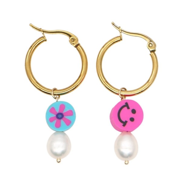 Ladies' Hoop Earrings with Pendant G192 3