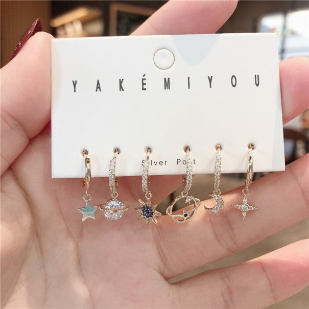 Ladies' Hoop Earrings with Zirconia 3 Pairs 1