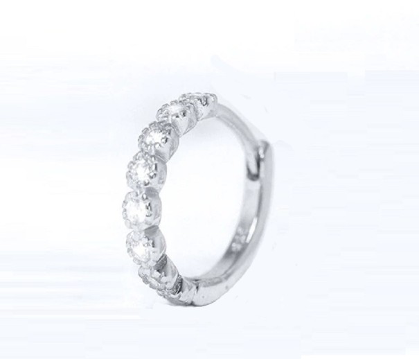 Ladies' Hoop Earrings with Zirconia H742 silver 6 mm 1