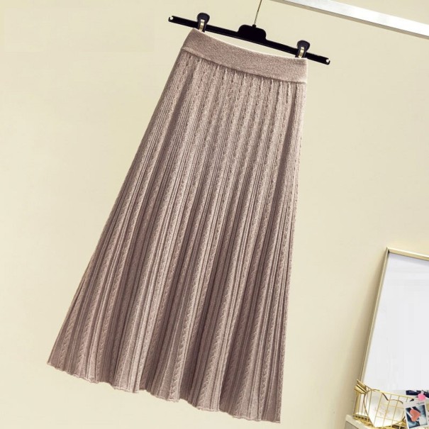 Ladies' Knitted Midi Skirt A1600 light brown