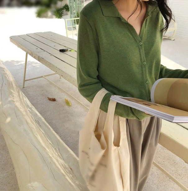 Ladies' Knitted Shirt army green