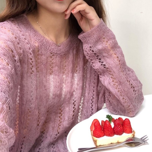 Ladies' Knitted Sweater A2329 light purple