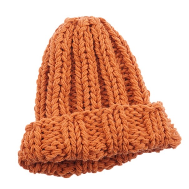 Ladies' Knitted Wool Beanie Chunky Ribbed Knitting Wide Turned-up Brim Loose Slightly Elongated Fit Head Circumference 56 to 58 cm dark yellow