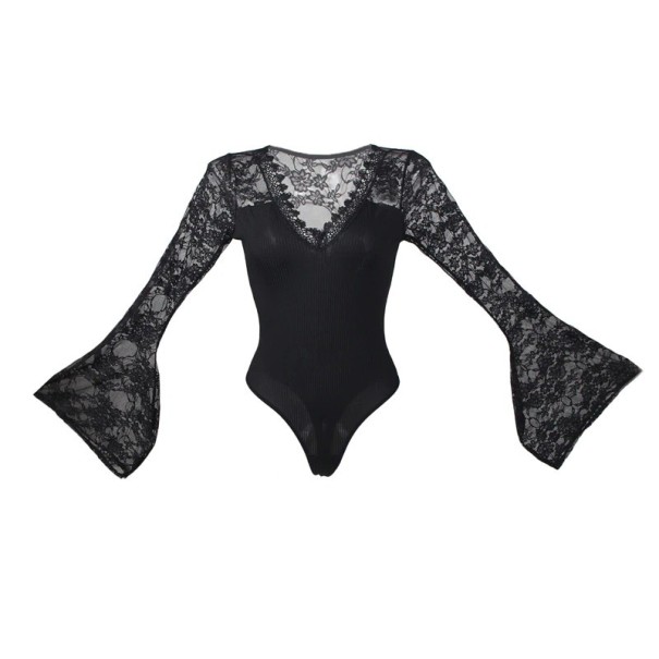 Ladies' Lace Bodysuit with Long Sleeves B812 4XL