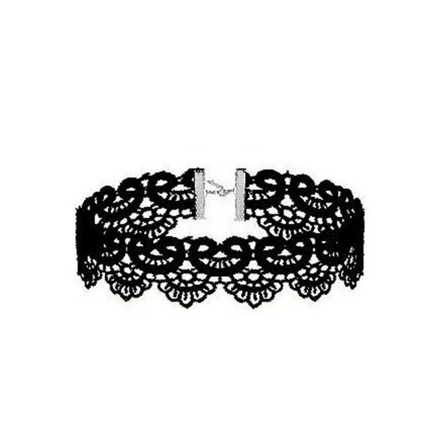 Ladies' Lace Choker with Clasp 32 + 5 cm Necklace for the Neck Black Lace Embellished Accessory for Everyday Wear and Social Events 1