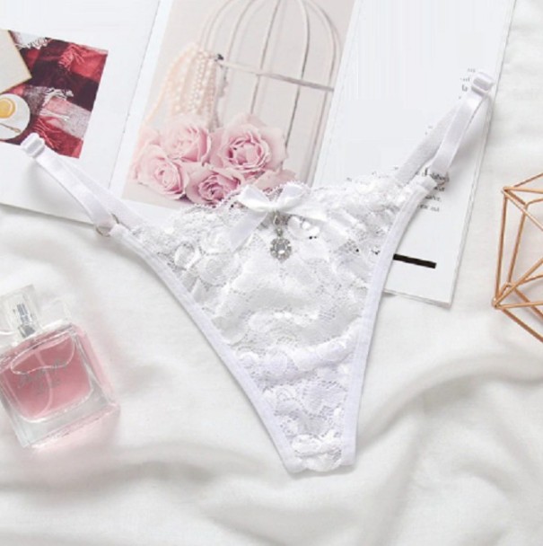 Ladies' Lace Thong Carina white