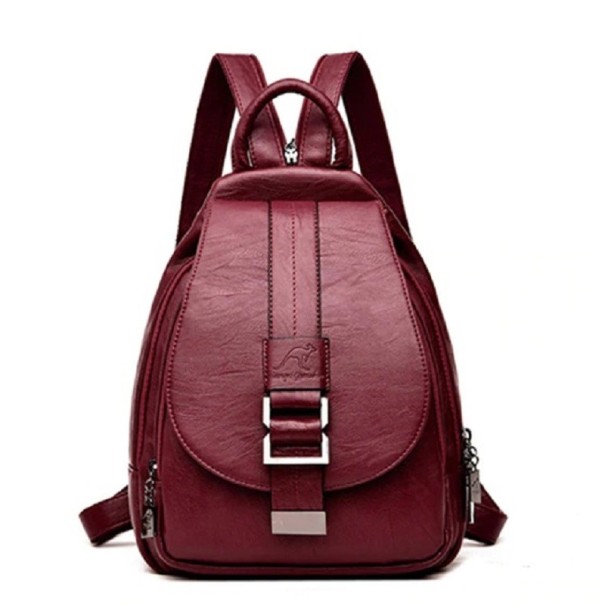 Ladies' Leather Backpack 608 wine red