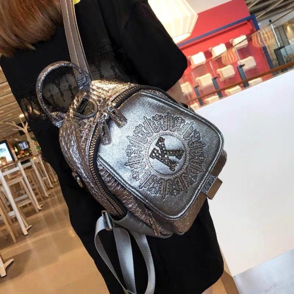 Ladies' Leather Backpack E882 silver