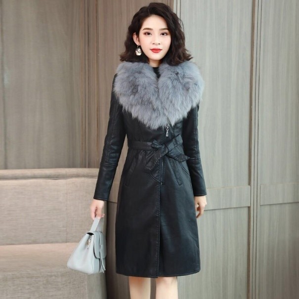 Ladies' Leather Coat with Fur S 2