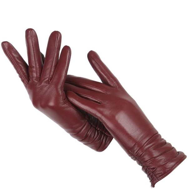 Ladies' Leather Gloves wine red XL