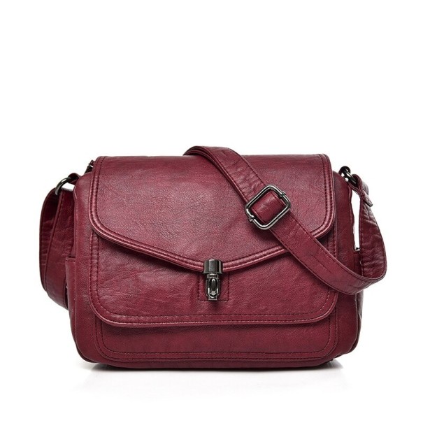 Ladies' Leather Handbag M1112 wine red