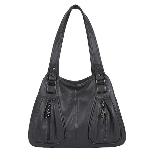 Ladies' Leather Handbag M1327 dark grey