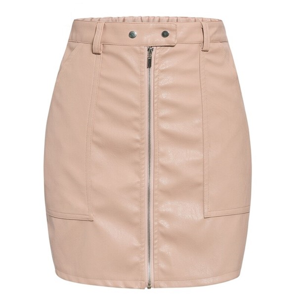 Ladies' Leather Mini Skirt with Zip G104 pink L
