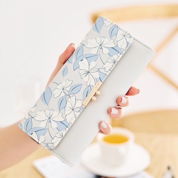 Ladies' Leather Wallet with Flowers M261 grey