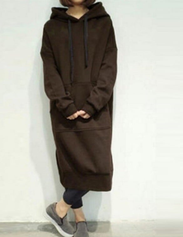 Ladies' Long Hoodie brown M