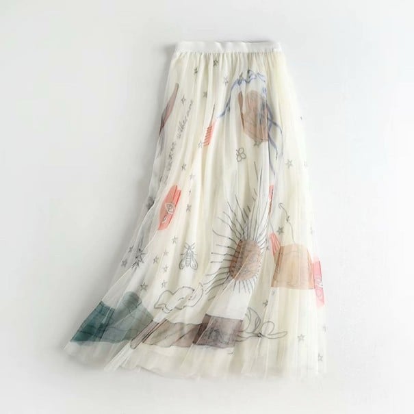 Ladies' Long Tulle Skirt A1175 white