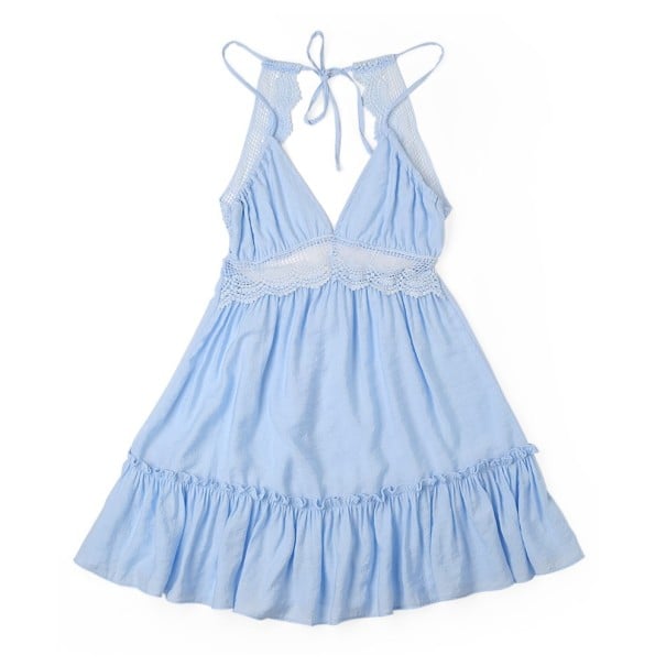 Ladies' Mini Dress with Lace blue M