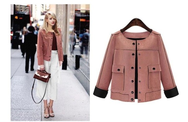 Ladies' Modern Faux Leather Blazer XL