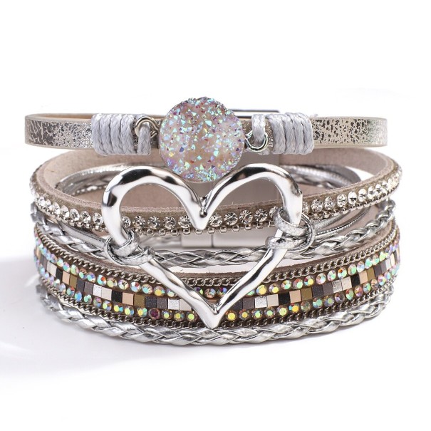 Ladies' Multi-layer Bracelet with Heart silver