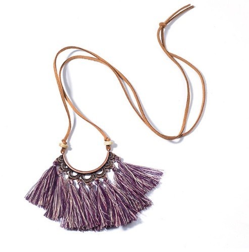 Ladies' Necklace - FRINGES magenta