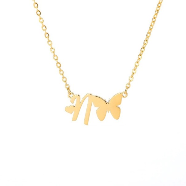 Ladies' Necklace Letter and Butterfly N