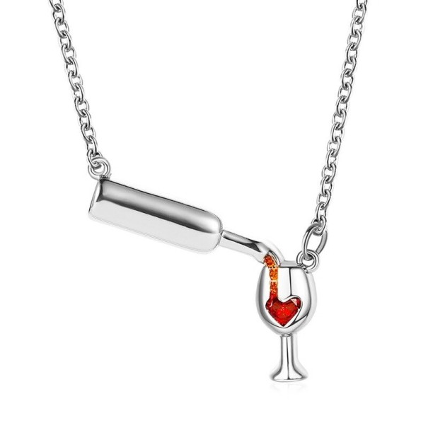 Ladies' Necklace with Bottle and Glass Pendant silver