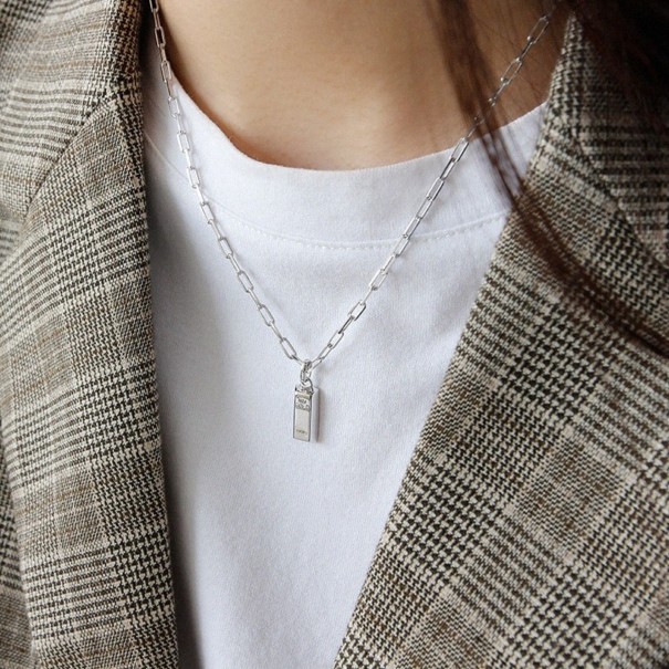 Ladies' Necklace with Brick silver