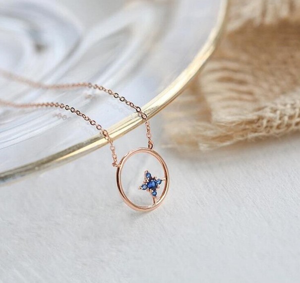 Ladies' Necklace with Circle G645 pink