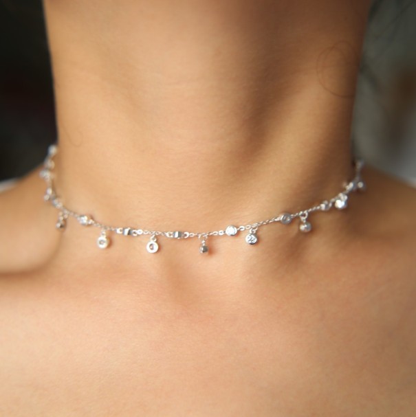 Ladies' Necklace with Crystals M102 silver
