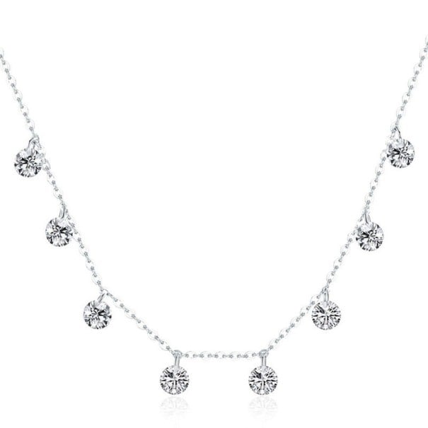 Ladies' Necklace with Crystals silver