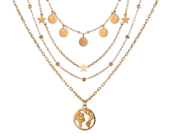 Ladies' Necklace with Earth Globe and Stars 1