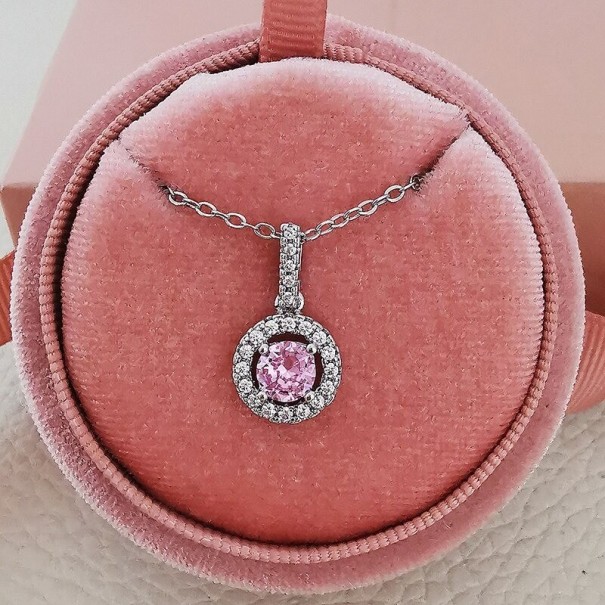 Ladies' Necklace with Pendant D731 pink