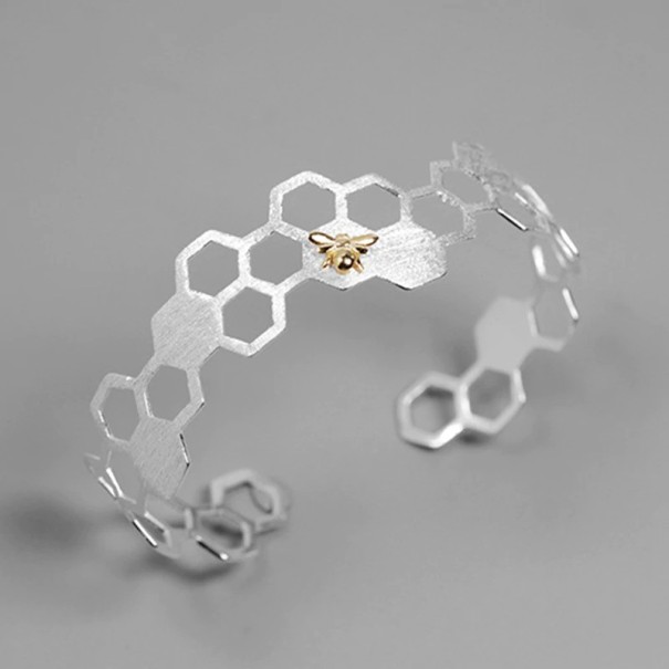 Ladies' Open Bangle Bee and Honeycomb 1