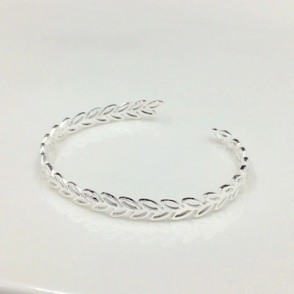 Ladies' Open Bangle with Leaves P128 1
