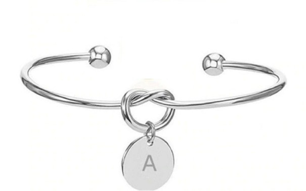 Ladies' Open Bracelet with Letter silver T