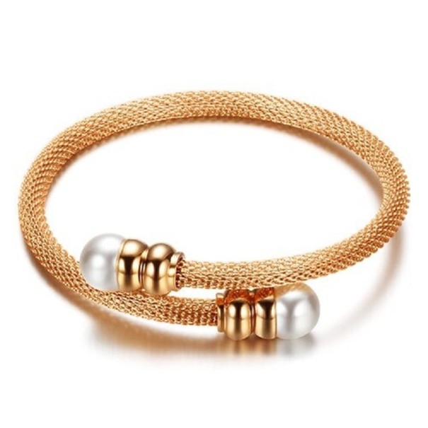 Ladies' Open Bracelet with Pearls H508 old rose
