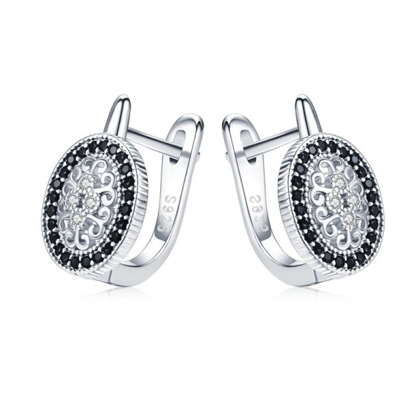 Ladies' Oval Earrings with Stones 1