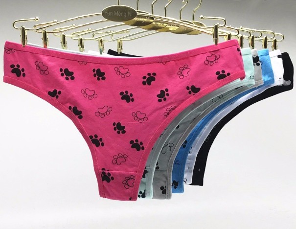 Ladies' Panties with Paw Prints - 5 Pieces L