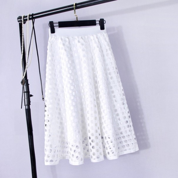 Ladies' Perforated Skirt with Underskirt white
