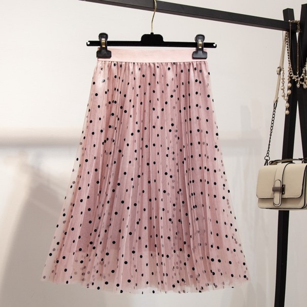 Ladies' Pink Tulle Skirt with Dots 1