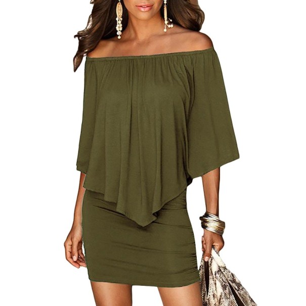 Ladies' Plain Mini Dress army green M