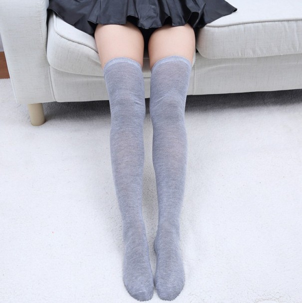 Ladies' Plain Over-the-Knee Socks light grey