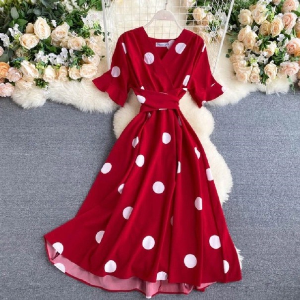 Ladies' Polka Dot Dress P809 red