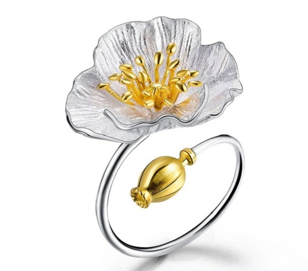 Ladies' Ring with Flower D1314 1