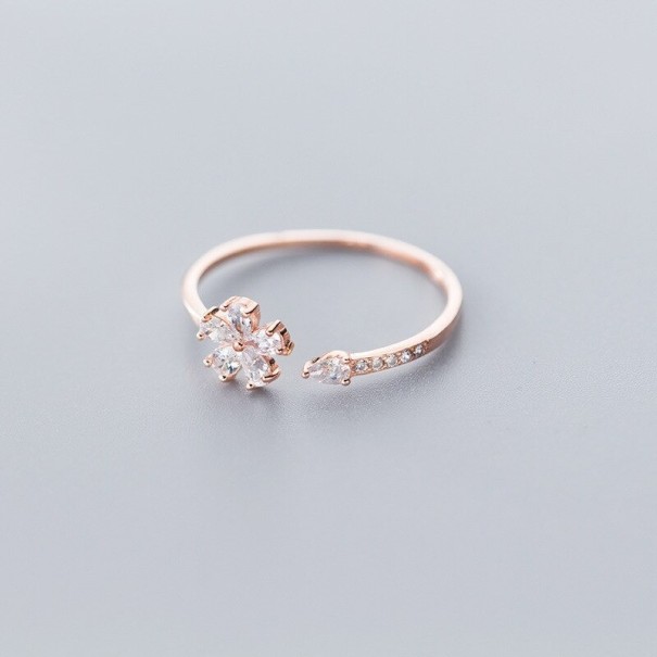 Ladies' Ring with Flower D2238 old rose