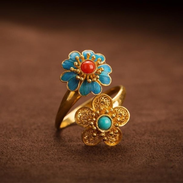 Ladies' Ring with Flowers D1681 1