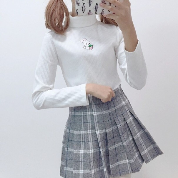 Ladies' Roll Neck with Rabbit white