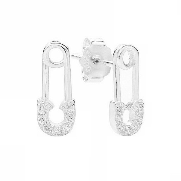 Ladies' Safety Pin Earrings silver