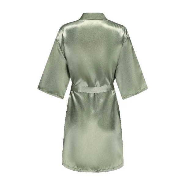 Ladies' Satin Robe Lightweight Elegant Tie Waist Robe Soft Comfortable Homewear for Everyday Use green M