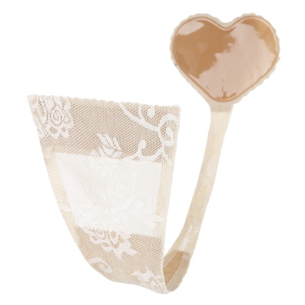 Ladies' Self-Adhesive Thong with Heart cream L